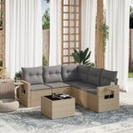 vidaXL Salon de jardin avec coussins 6 Pièces beige résine tressée