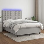 vidaXL Sommier à lattes de lit et matelas et LED Gris clair 140x190 cm