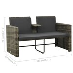 vidaXL Salon de jardin 3 Pièces avec coussins Résine tressée Gris
