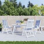 vidaXL Coussins de chaise à dossier haut lot de 4 rayures bleu/blanc