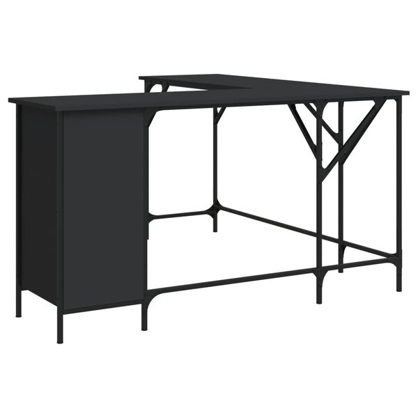 Bureau table poste de travail meuble d'ordinateur informatique étude 141 x 141 x 75 cm bois d'ingénierie noir 02_0023919