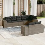 vidaXL Salon de jardin 8 Pièces avec coussins gris résine tressée