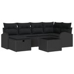 Ensemble de Canapé de Jardin 7 pièces avec Coussins en Poly Rattan Noir