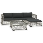 Salon de jardin meuble d'extérieur ensemble de mobilier 5 pièces avec coussins résine tressée gris 02_0016431