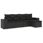 vidaXL Salon de jardin 5 Pièces avec coussins noir résine tressée