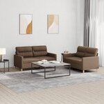 vidaXL Ensemble de canapés 2 Pièces avec coussins Marron Tissu
