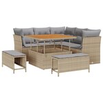 vidaXL Ensemble de canapé de jardin 8 pièces avec coussins beige en rattan poly