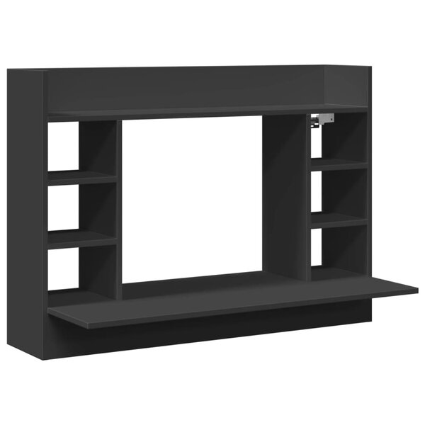 Bureau table poste de travail meuble d'ordinateur informatique étude mural 105 x 48 x 75 cm bois d'ingénierie noir 02_0023880