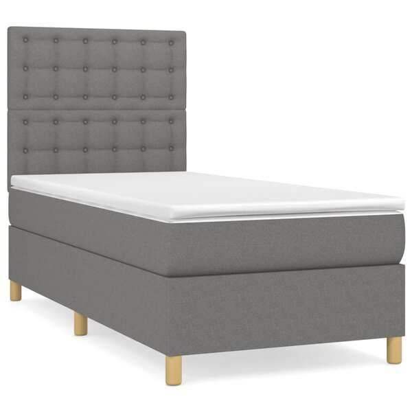 vidaXL Sommier à lattes de lit et matelas Gris foncé 90x190 cm Tissu