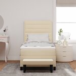 vidaXL Lit à ressort avec Matelas & Banc Crème 90x200 cm Tissu