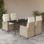 vidaXL Ensemble à manger de jardin avec coussins 5Pièces Beige poly rotin