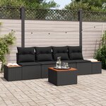 Ensemble de canapés de jardin vidaXL 5 pièces avec coussins en rotin noir poly
