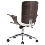 Chaise fauteuil siège pivotante de bureau informatique étude similicuir et bois courbé blanc 02_0024087