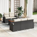 Ensemble de canapé de jardin 6 pièces vidaXL avec coussins noir rotin poly acacia