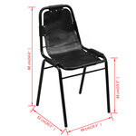 vidaXL Chaises à manger lot de 4 noir cuir véritable