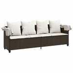 vidaXL Chaise longue avec auvent et coussins marron résine tressée