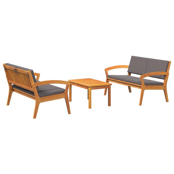 vidaXL Ensemble Bistro de 3 Pièces avec Coussins - Bois d'Acacia Massif