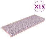 vidaXL Tapis d'escalier autocollants aspect sisal 15 Pièces rose