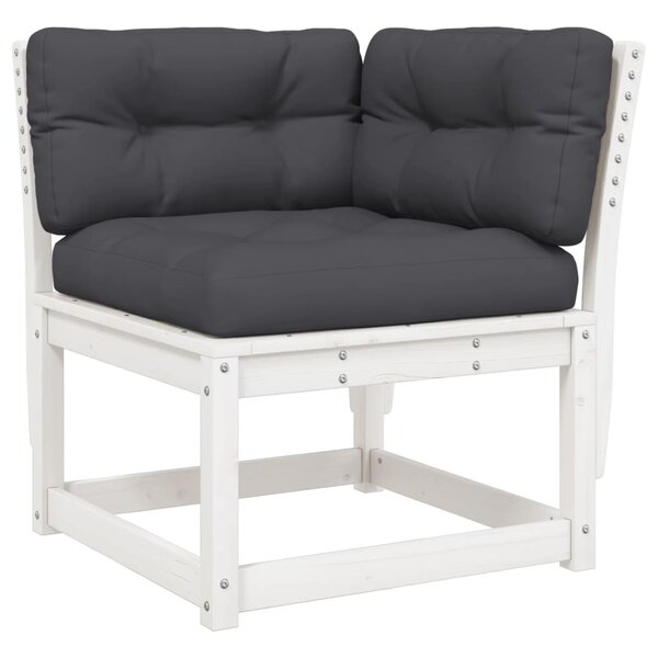 vidaXL Canapé d'angle de jardin et coussins blanc bois de pin massif