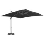 vidaXL Parasol déporté avec mât en aluminium 3x3 m noir