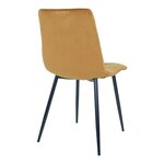 2 chaises de salle à manger en velours jaune moutarde avec pieds noirs