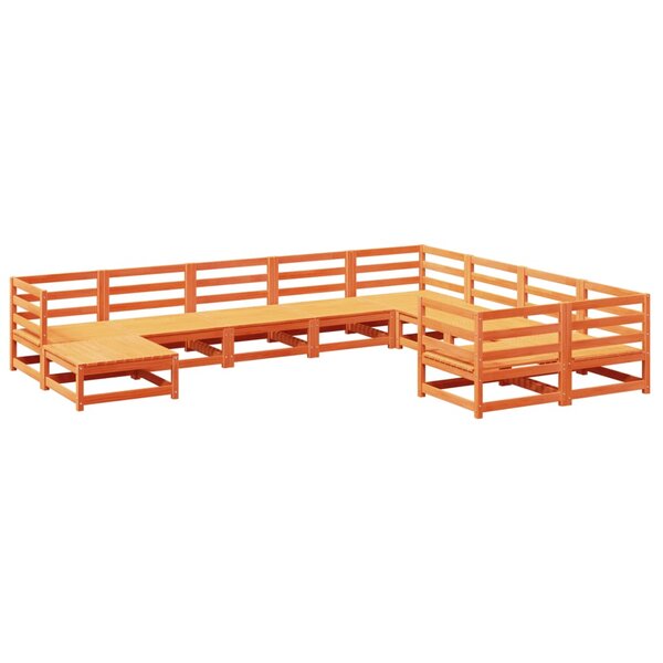 vidaXL Salon de jardin 10 Pièces cire marron bois de pin massif