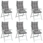 vidaXL Coussins de chaise à dossier haut lot de 6 gris tissu oxford