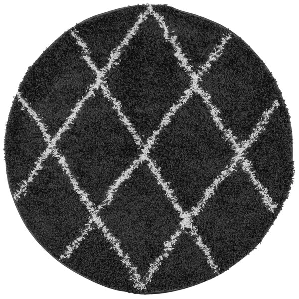 vidaXL Tapis shaggy à poils longs moderne noir et crème Ø 160 cm