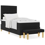 vidaXL Lit à Ressorts avec Matelas & Banc Noir 100x200 cm Tissu