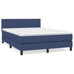 vidaXL Sommier à lattes de lit avec matelas Bleu 140x200 cm Tissu