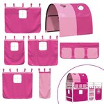vidaXL Lit mezzanine enfants avec tunnel rose 90x200cm bois pin massif