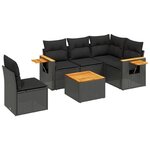 vidaXL Salon de jardin 6 Pièces avec coussins noir résine tressée