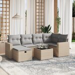 vidaXL Salon de jardin avec coussins 7Pièces mélange beige résine tressée