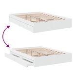 vidaXL Cadre de lit avec tiroirs blanc 140x200 cm bois d'ingénierie