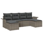 vidaXL Ensemble de Canapés de Jardin de 6 Pièces avec Coussins Gris Poly Rattan