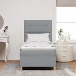 vidaXL Lit sommier avec matelas Gris Clair 90x200 cm Tissu