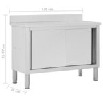 vidaXL Table de travail avec portes coulissantes 120x50x(95-97)cm Inox