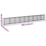 vidaXL Panier gabion avec couvercle 900x50x100 cm fer galvanisé