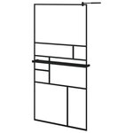vidaXL Paroi de douche avec étagère Noir 100x195cm Verre ESG&Aluminium