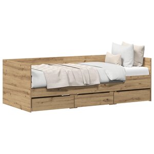 vidaXL Lit banquette Chêne artisanal Bois d'ingénierie 90 x 200 cm