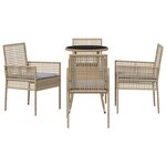 vidaXL Ensemble de Salle à Manger de Jardin 5 Pièces Beige Poly Rattan
