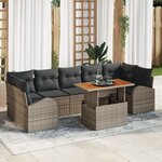 vidaXL Ensemble de salle à manger de jardin en 8 pièces avec coussins en poly rattan gris et acacia
