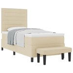 vidaXL Lit à ressort avec Matelas & Banc Crème 90x200 cm Tissu