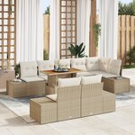 vidaXL Ensemble de salle à manger jardin 9 pièces avec coussins Beige Rattan Poly Acacia