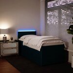 vidaXL Sommier à lattes de lit avec matelas bleu 90x200 cm velours