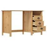 Bureau table poste de travail meuble d'ordinateur informatique étude avec 3 tiroirs 120 x 50 x 74 cm pin solide brun 02_0023859