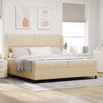 vidaXL Lit plateforme avec matelas - Crème - 200x200 cm Tissu