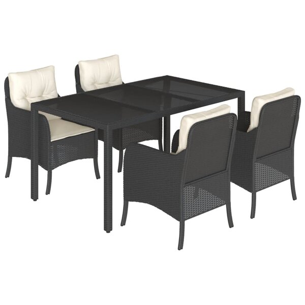 vidaXL Ensemble à manger de jardin coussins 5Pièces Noir Résine tressée