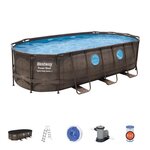 Piscine hors-sol tubulaire bestway power steel oval imitation rotin 549x274x122 cm épurateur a cartouche de 5 678 l/h bâche et échelle