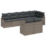 Set de canapés de jardin 8 pièces avec coussins gris en rotin